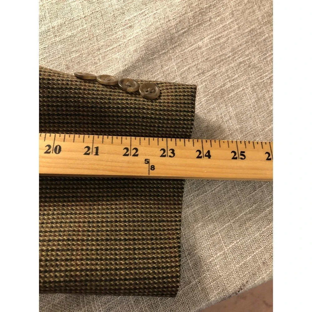 Chaps Ralph Lauren Blazer Mens Medium Brown Wool Houndstooth Sport Coat Jacket